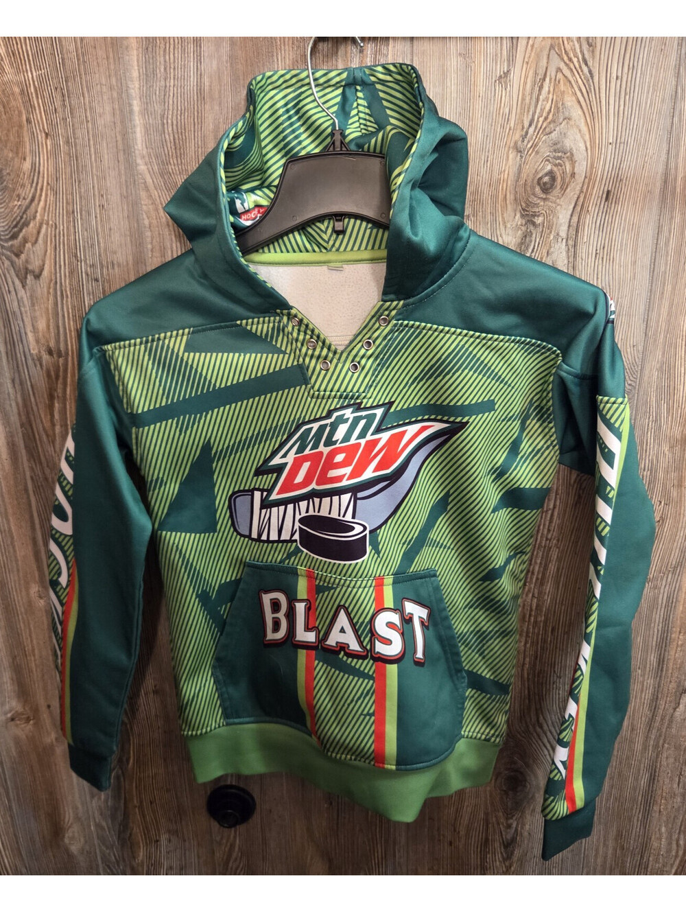 Mtn Dew Blast Youth Lrg Fleece Hoodie Green Northland Hockey Group Mountain